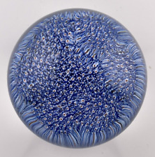 Murano Signed Blue/White/Red Carpet Ground Glass Paperweight picture