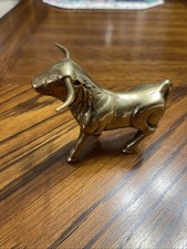 Vintage Small Brass Bull Longhorn Figurine Sculpture picture