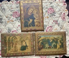 Vintage Italian Florentine Miniature Wall Plaques Madonna & Child Set of 3 picture