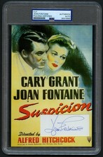 Joan Fontaine signed autograph 5.5x8 Actress Suspicion Poster Custom Cut PSA picture