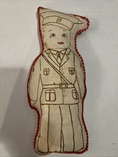 WW 11 -HANDMADE EMBROIDERED 1940’s CLOTH DOLL ARMY SOLDIER-822 picture