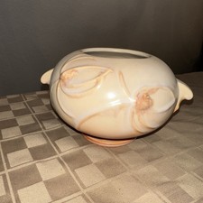 Antique Roseville Pottery Teasel 342-4 Pink Beige Double Handle Round Vase 1937 picture