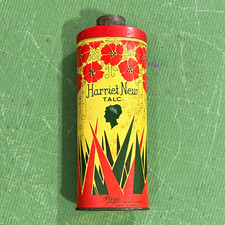 Vintage Harriet New Vintage Talc Tin Shaker Canister Page Perfumer NY Red/Yellow picture