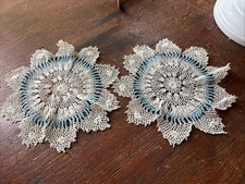 Pair Fine French Doilies Boudoir Sweets 1900s Antique picture