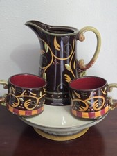 DEMDACO Chocolate Berries 2pc Coffee Mugs & 1pcs Matching Pitcher. Hand Painted picture