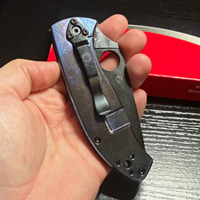 Spyderco Tenacious Titanium Handle Plain Edge Drop Point Liner Lock Knife picture