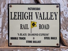 VINTAGE LEHIGH VALLEY RAILROAD PORCELAIN SIGN OLD PENNSYLVANIA TRAIN TRACK RAIL picture