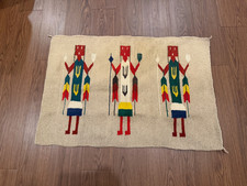 Vintage Mexican Wool Rug / Wall Tapestry Oaxaca Zapotec Corn Maidens picture