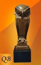 ART DECO BRONZE STATUE 1920'S STYLISED OWL FIGURINE SCULPTURE CUBIST BIRD FIGURE picture