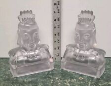 1949 CATHAY Imperial 5029 Frosted Glass Lu Tung Bookends Signed Virginia B Evans picture