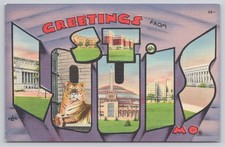 Greetings from St Louis Missouri Large Letter Linen Postcard Posted 1947 picture
