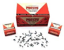 NOS Case of 12 Boxes Vtg. 1940’s-50’s Presto Blued-Sterilized ½” Carpet Tacks picture