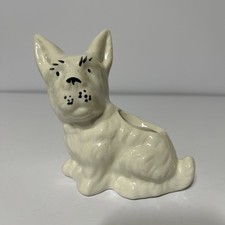Vintage Ceramic White Scottie Dog Terrier Planter 6