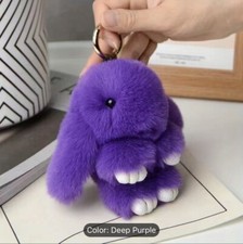 2 Cute Fluffy Bunny Keychain For Keys Or Car Ornaments picture