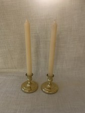 Vintage Pair Baldwin Solid Brass Candlesticks Taper Candle Holder 3” Tall Heavy picture