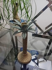Vintage Tropical Coastal Beachy Brass Palm Tree Candlestick 8