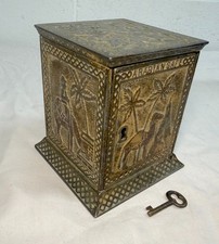 Rare antique Kyser & Rex Arabian 1882 cast iron still bank safe relief detail picture