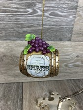 Wine Barrel Here’s To Making Spirits Bright Resin Christmas Ornament picture