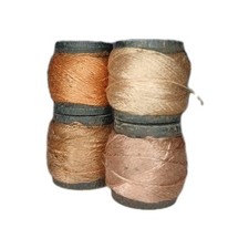 Vintage Belding Heminway Mini Silk Thread - Orange Taupe Brown Rose Gold Spools picture