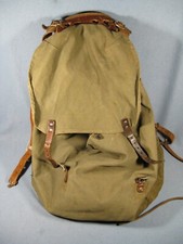 Vintage WWII Swedish Army Military Framed Canvas Leather Backpack Ruck picture