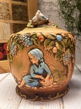 Vintage Napcoware Arcadia Cookie Jar C-6672 Grape Harvest Girl Lovebirds Japan picture