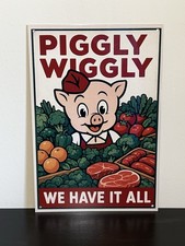 Hi Gloss Piggly Wiggly Grocery Store Vintage Style Metal Sign picture