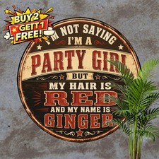 Funny Redhead Humor Brown Black Retro Round Metal Tin Sign Wall Decor 8x8 picture