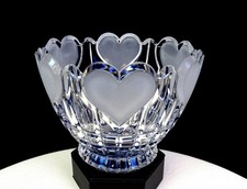 FTDA West Germany Clear Lead Crystal Frosted Hearts & Blocks 4 1/2