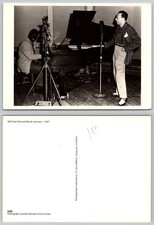 Nat King Cole & Woody Herman 1947 Jazz Recording Studio Photo Postcard picture