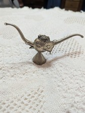 Vintage Indian Brass Elephant Head Smoking Pipe Tobacciana 6