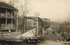 River Bridge, Elkton, VA 1912 RPPC Photo Postcard Copy picture