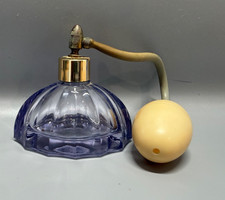 Vintage Purple Lavender Glass Perfume Atomizer Squeeze Bulb Vanity Bottle picture