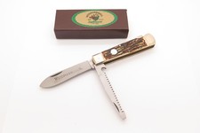 Vintage Weidmannsheil Solingen Germany Stag Bone Folding Hunter Saw Camp Knife picture