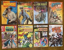 Vintage Western Comic Books Lot of 8 Billy the Kid Lone Ranger Gunsmoke 1970s picture
