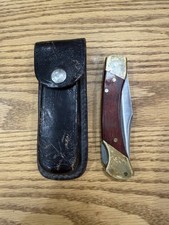 Vintage Schrade+ USA LB7 Bear Paw Folding Pocket Knife With Leather Sheath Case picture