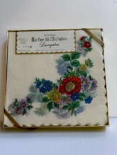 VTG BAUMGARTEN’S RICE PAPER SILK EFFECT LUNCHEON NAPKINS NEW BOX MADE IN JAPAN picture