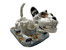 Talavera Skeleton Cat Kitty Mexican Pottery Cute Folk Art Handmade 13