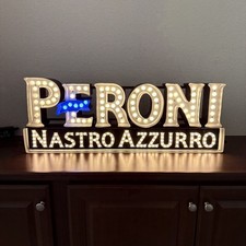 Peroni Nastro Azzurro Metal LED Marquee Bar Sign Lighted Beer Pub Deco 30x11x3 picture