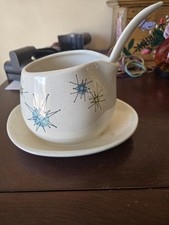Vintage Retro Atomic Sunburst Gravy Boat with Ladle – Mid Century Modern MCM picture