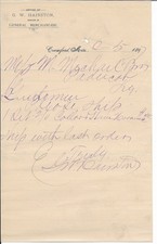 1897 G.W. HAIRSTON GENERAL MERCHANDISE CRAWFORD MISSISSIPPI LETTERHEAD LETTER picture