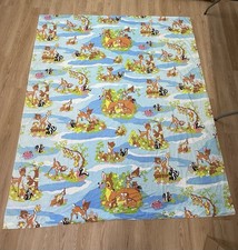 Vintage Disney's BAMBI cotton blend Flat Bed Sheet {Fabric} 95”X81” picture