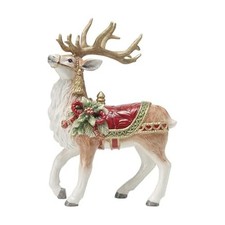 Fitz and Floyd Holiday Home Deer Ceramic Figurine, 12.5 inch, Red picture