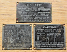 US Navy Bomb Service Truck Serial Number VIN Gear Speed Plates Ford 1943 WWII picture
