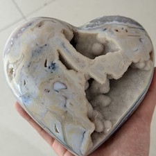 5.3LB A+Large Agate Heart With Druzy Crystal Healing Carving Home Decor picture
