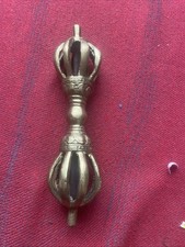 Tibet 19th Century Old Antique Buddhis Brass Or Bronze Nine Pronged Vajra Dorje picture