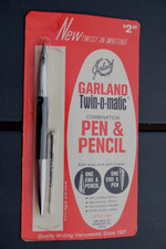 Vintage (c1975) VERY RARE Garland Twin-O-Matic Chrome Ballpoint & Mechan. Pencil picture