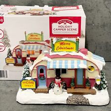 Holiday Time Christmas Camper Scene LED Lights Snowman Home Sweet RV Retro NIB picture