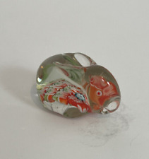 MINIATURE BUNNY PAPERWEIGHT – CLEAR WITH RED EYES, MILLEFIORI BODY – 1.5’ TALL picture