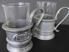 2pc Vintage Pewter Cup or Glass Holder 1x FWS  Exc Condition  picture