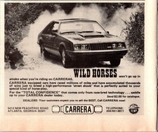 Carrera Shock Absorbers Vintage Magazine Ad Wild Horses Ford Mustang 1980s picture